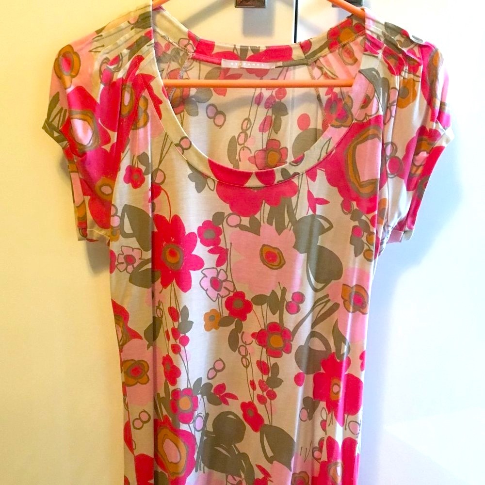 Red and Pink Floral Boho-Style Stefanel Blouse